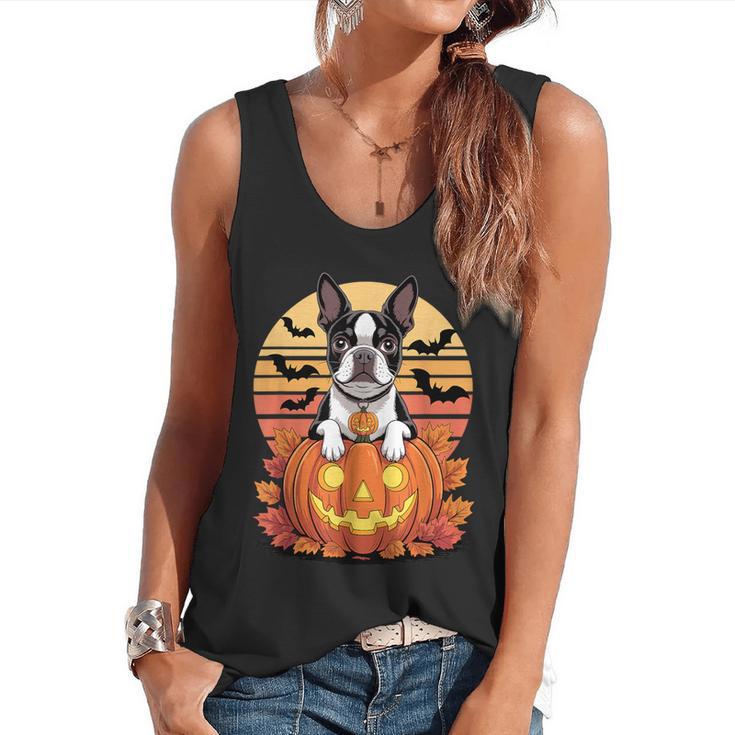 Halloween Retro Boston Terrier Flowy Tank