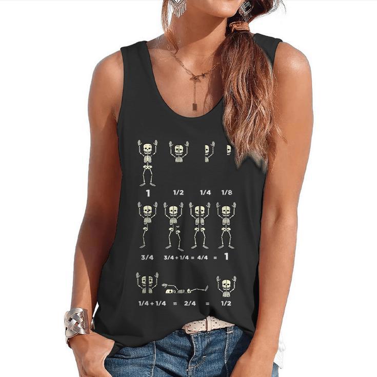 Halloween Skeleton Math Fraction Teacher Men Women Flowy Tank