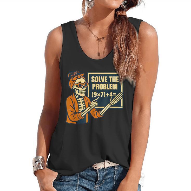 Halloween Teacher Six Seven Meme 6 7 Skeleton Spooky Costume Flowy Tank