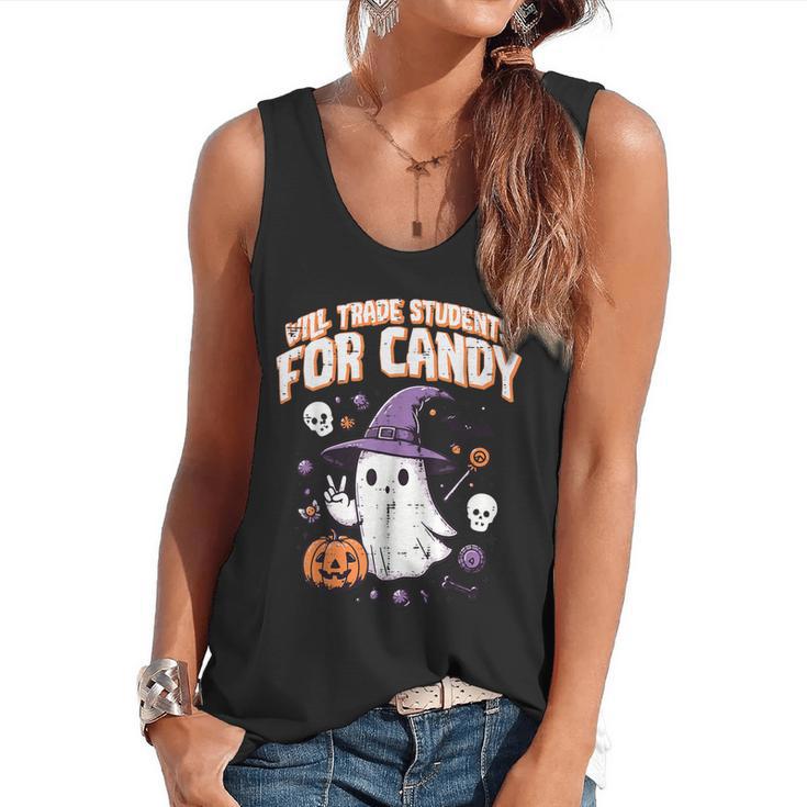Halloween Teacher Trade Students For Candy Costume Women Flowy Tank