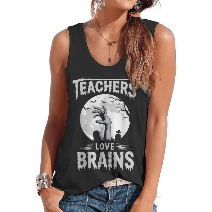 Halloween Teacher Tshirts Zombie Teachers Love Brains Flowy Tank