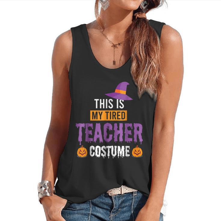 Halloween Teachers This Is My Tired Teacher Costume Flowy Tank