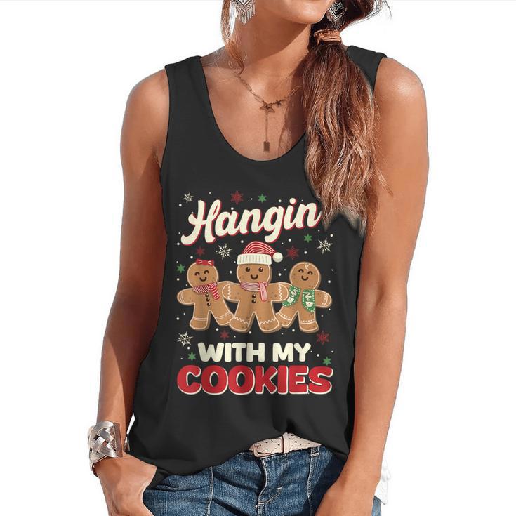 Hangin With My Cookies Gingerbread Man Xmas Teacher Flowy Tank