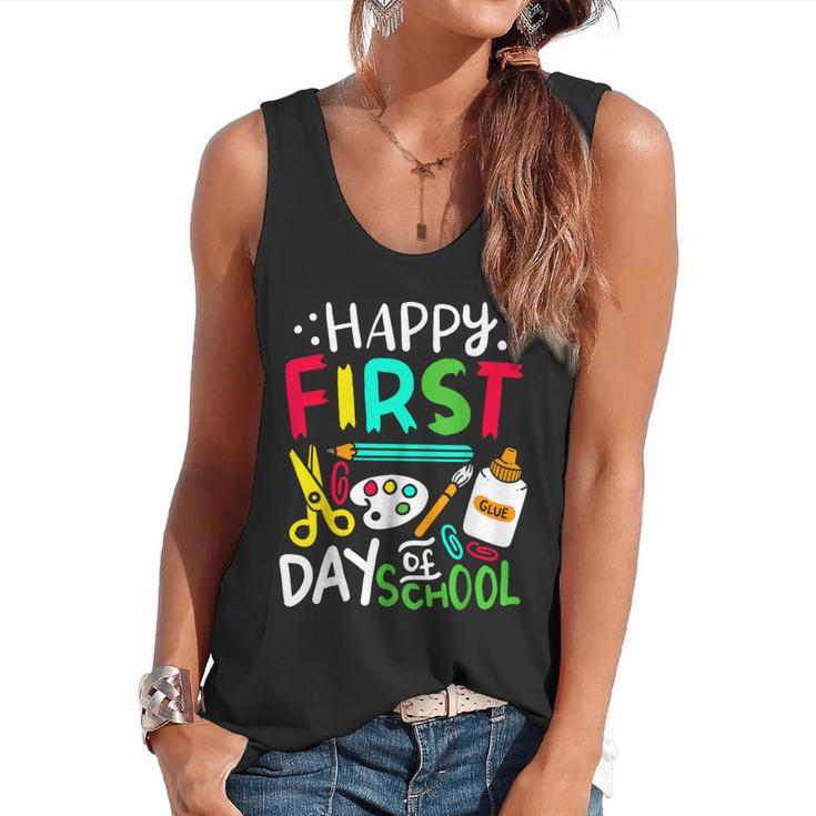 Happy First Day Of School Teacher Back To School Student Flowy Tank