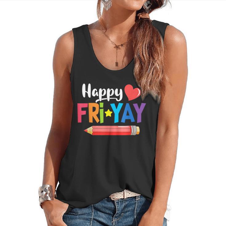Happy Fri-Yay Friday Lovers Fun Teacher Life Weekend Flowy Tank