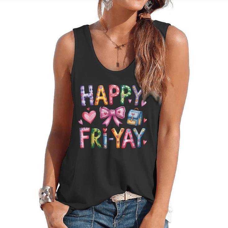 Happy Fri-Yay Teacher Fry Yay Friday Weekend Cute Fri-Yay Flowy Tank
