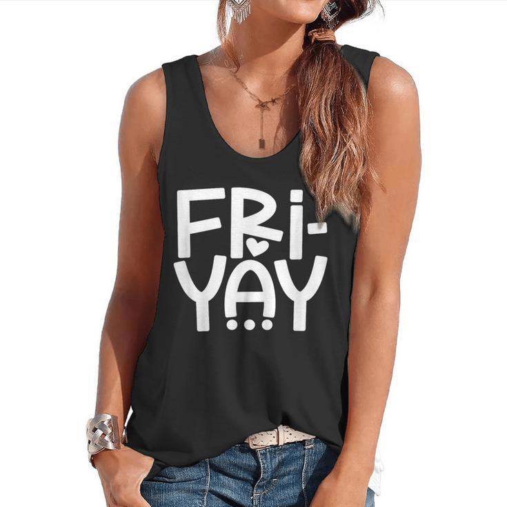 Happy Friyay Teacher Shirt Cute Teacher Fashion Fri-Yay Flowy Tank