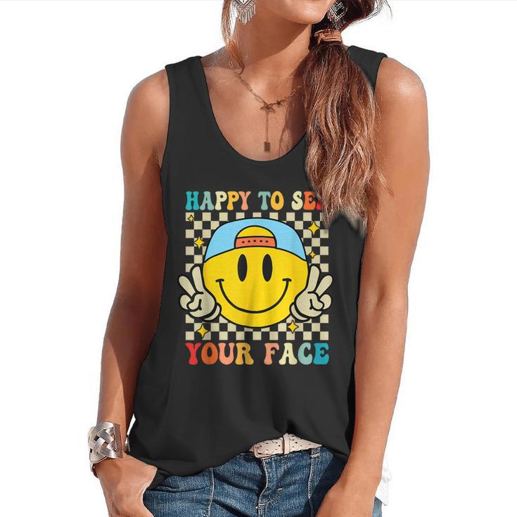 Happy To See Your Face Hippie Smile Back To School Teachers Flowy Tank