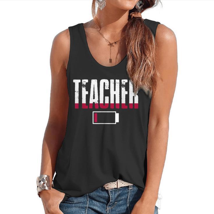 Humor Teacher Empty Battery Power Men Women Flowy Tank