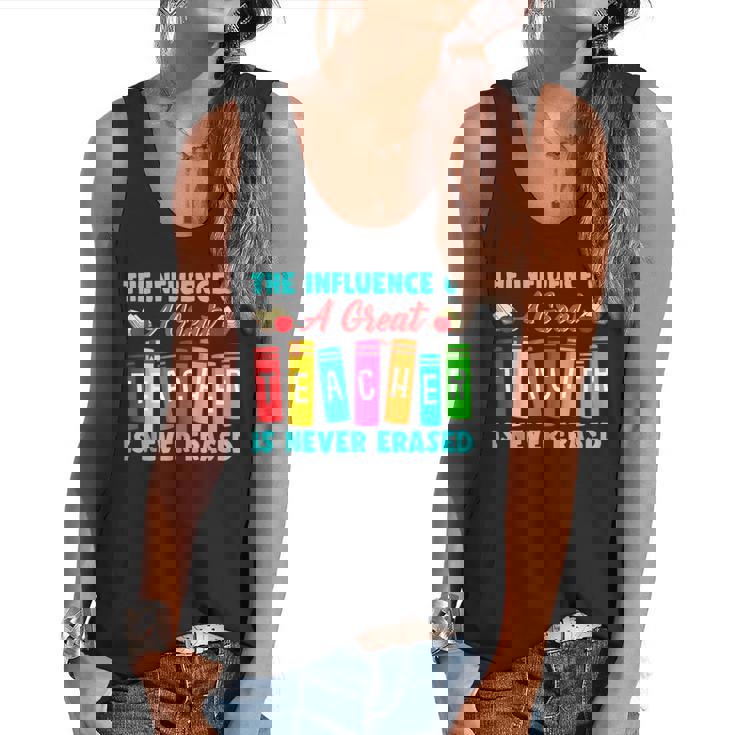 THE INFLUENCE OF A GREAT TEACHER IS NEVER ERASED Teaching For Men Women Girls Kids Flowy Tank