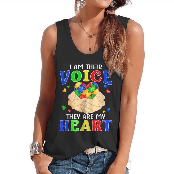 I Am Their Voice They Are My Heart Autism Awareness Teacher Flowy Tank