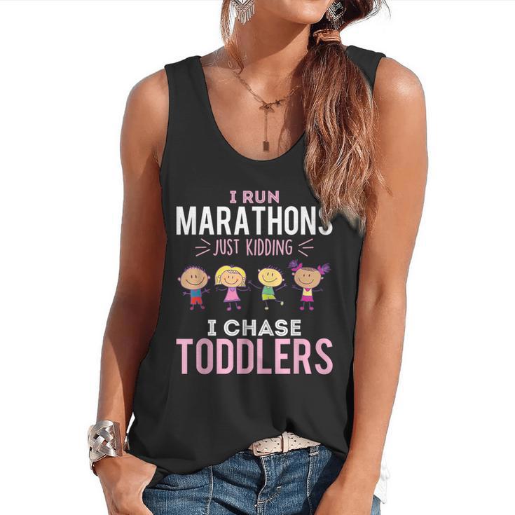 Just Kidding I Chase Toddlers Daycare Provider Nanny Teacher Flowy Tank