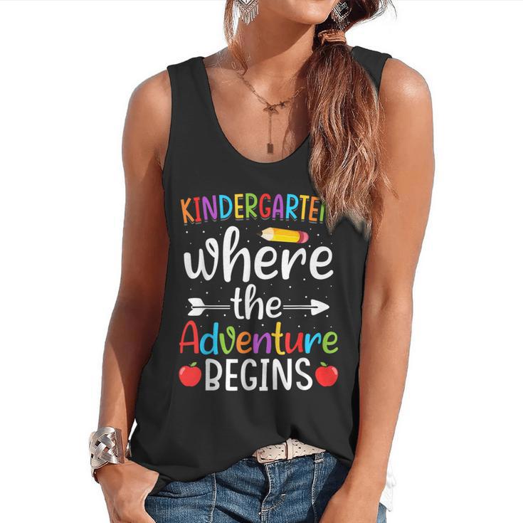 Kindergarten Where The Adventure Begins Shirt Children's Teacher Flowy Tank