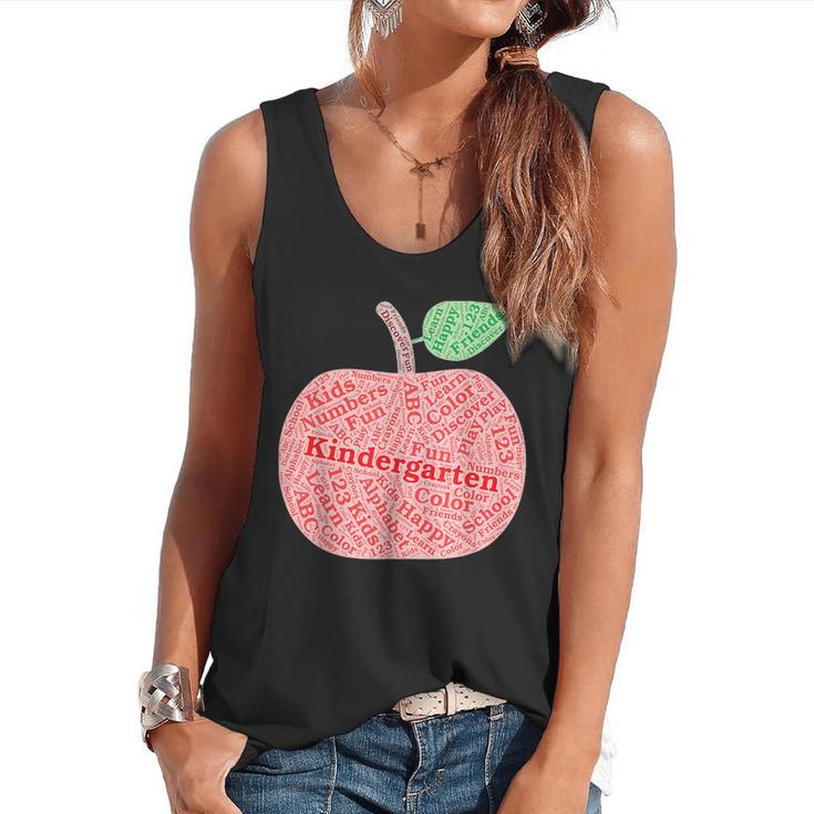 Kindergarten Apple Word Art For Teachers & Students Flowy Tank