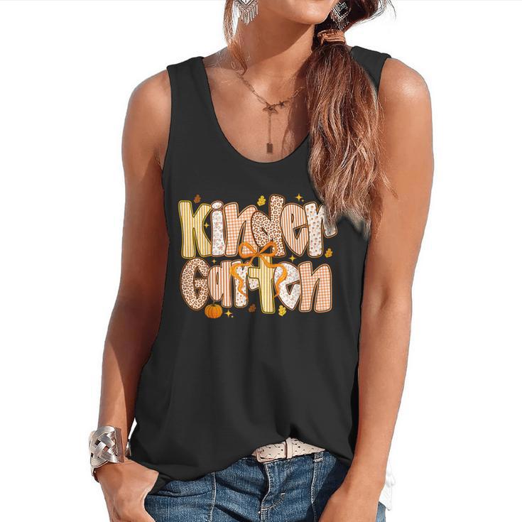 Kindergarten Teacher Fall Pumpkin Autumn Cute Flowy Tank