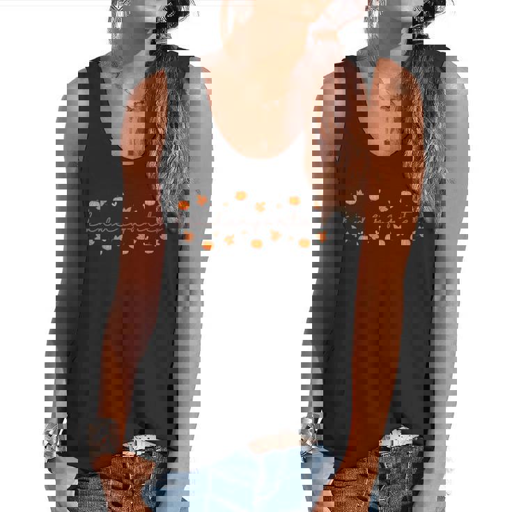 Kindergarten Teacher Pumpkin Autumn Leaves Kinder Team Fall Flowy Tank