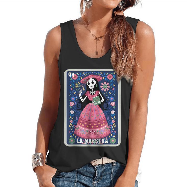 La Maestra Halloween Mexican Bingo Card Teacher Lottery Card Flowy Tank