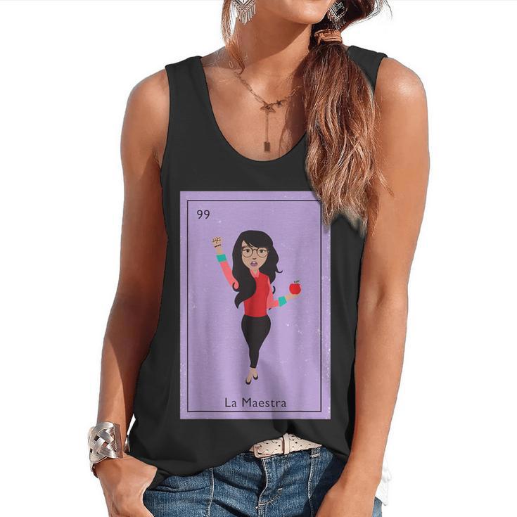 La Maestra Mexican Bingo Card Teacher Lottery Card Flowy Tank