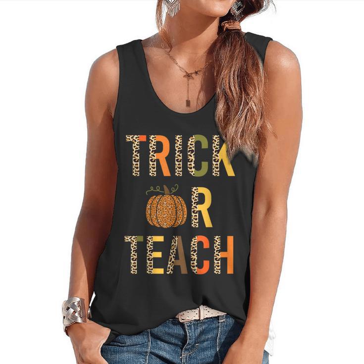 Leopard Trick Or Teach Halloween Teacher Costume Women Flowy Tank