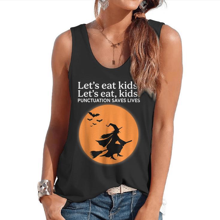 Let's Eat Kids Punctuation Saves Live Witch Grammar Teacher Flowy Tank