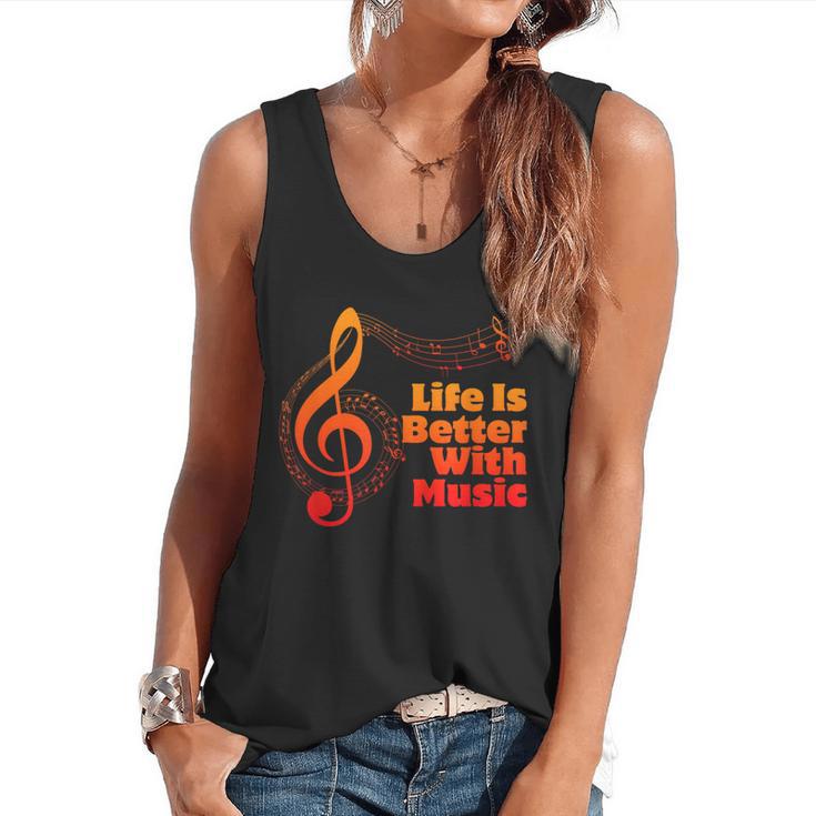 Life Is Better With Music Theory Musician Teacher Notes Clef Flowy Tank