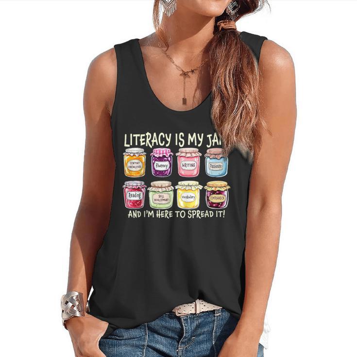 Literacy Is My Jam And I'm Here To Spread Literacy Teacher Flowy Tank