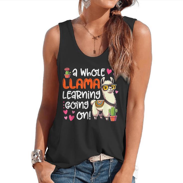 Llama Learning Teachers Students Alpaca Lover Back To School Flowy Tank