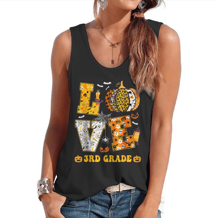 LOVE 3rd Grade Pumpkin Teacher Student Halloween Costume Flowy Tank