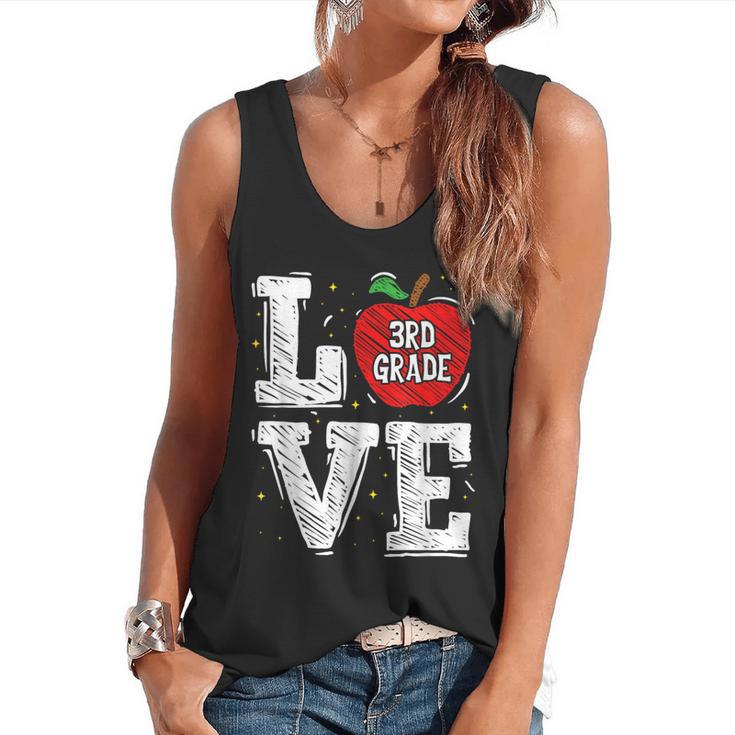 LOVE Apple 3rd Grade Teacher Student School Flowy Tank
