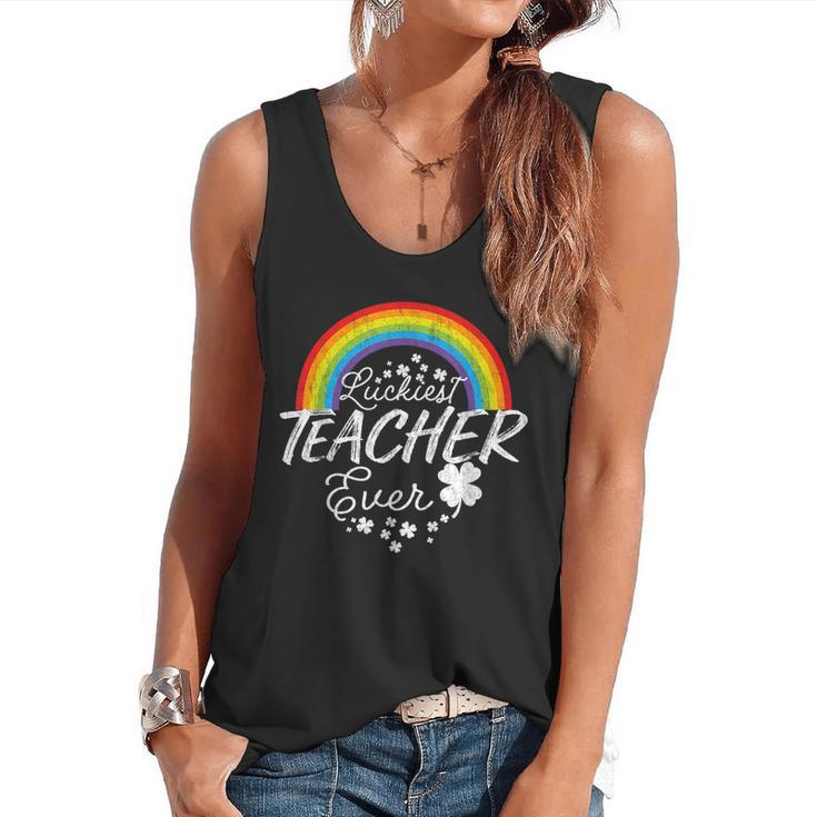 Luckiest Teacher Ever Rainbow- St Patricks Day Teacher Flowy Tank
