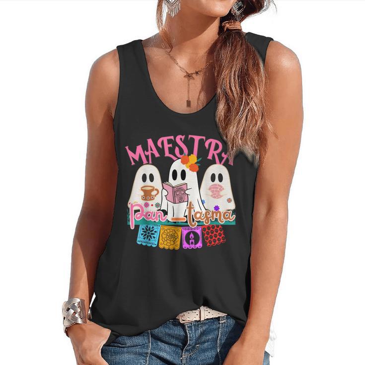 Maestra Pantasmas Conchas Teacher Mexican Halloween Flowy Tank