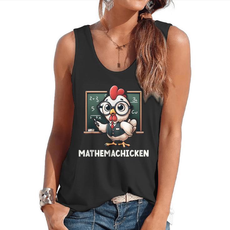 Math Teacher Chicken Mathemachicken Pun Flowy Tank