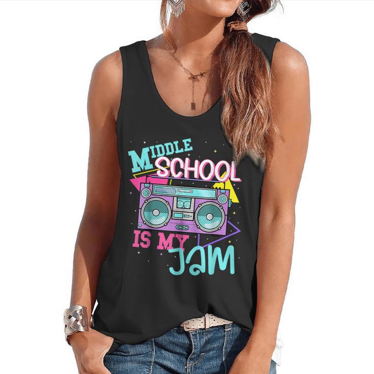 Middle School Is My Jam Cute Teacher Shirt 80's 90's Styl Flowy Tank