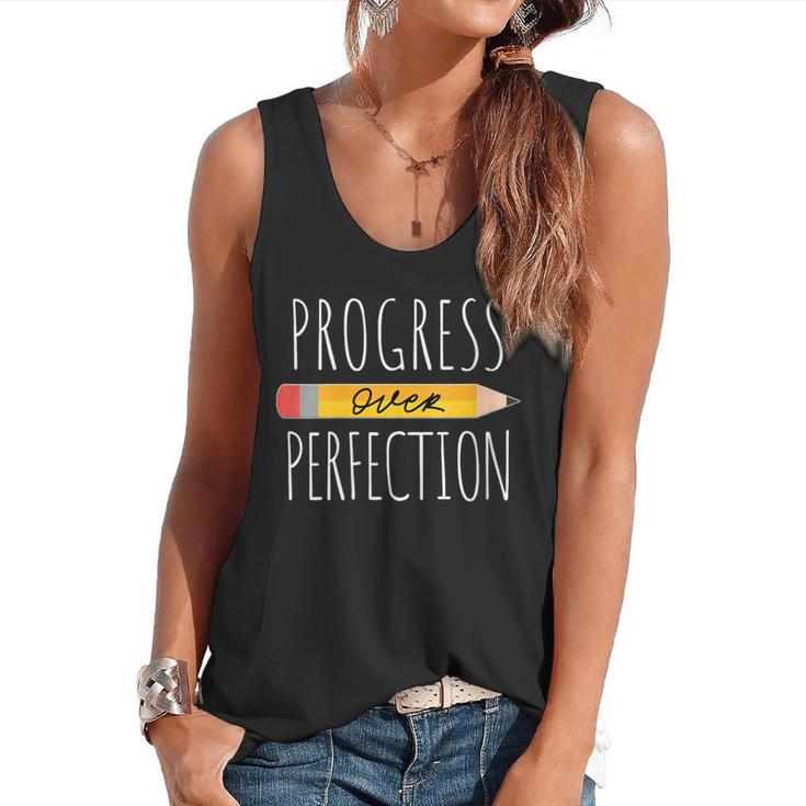 Motivational Progress Over Perfection Back To School Teacher Flowy Tank