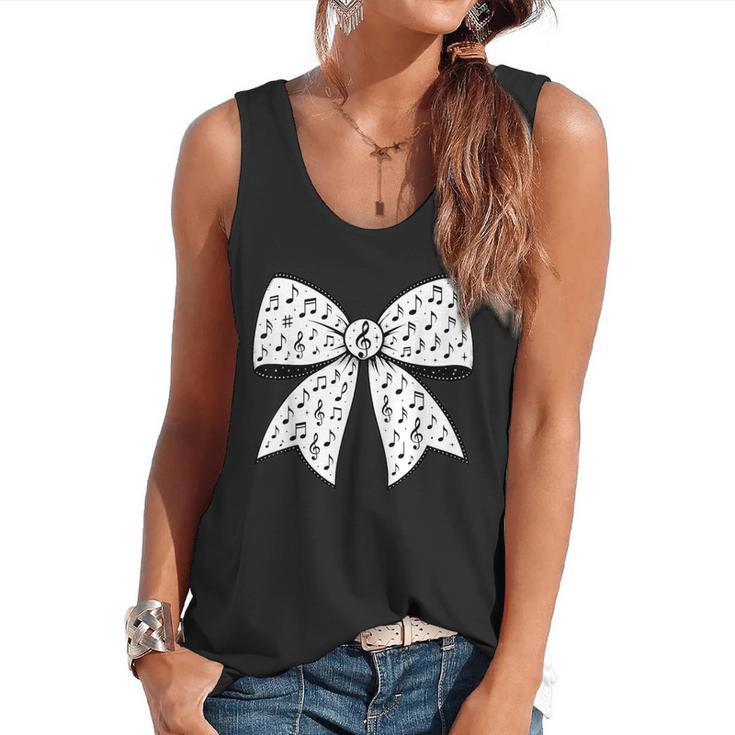 Music Notes Coquette Bow Music Teacher School Musician Band Flowy Tank