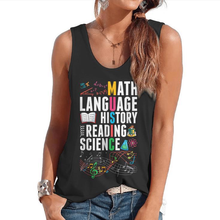 Music Teacher Music Math Language History Reading Science Flowy Tank