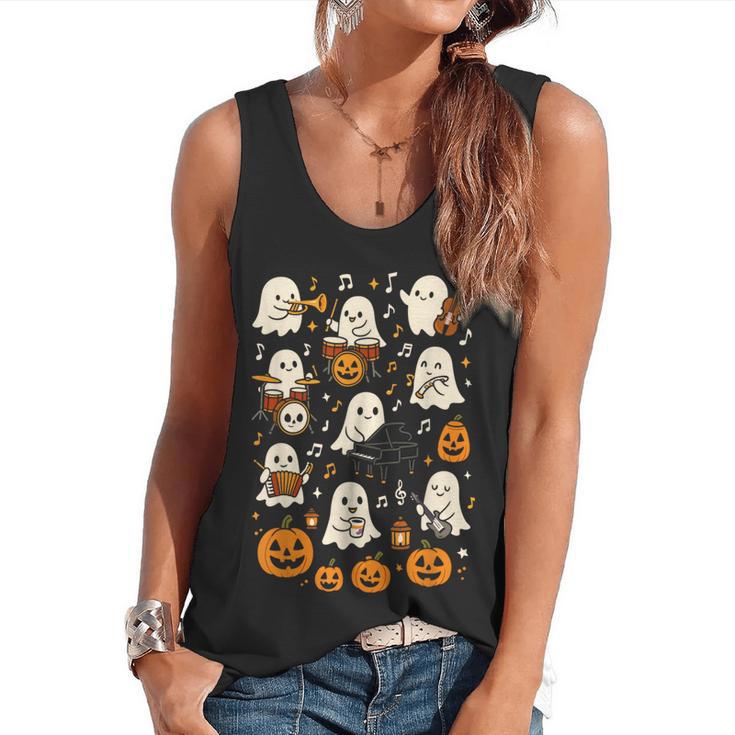 Music Teacher Orchestra Shirt Spooky Halloween Ghost Band Flowy Tank