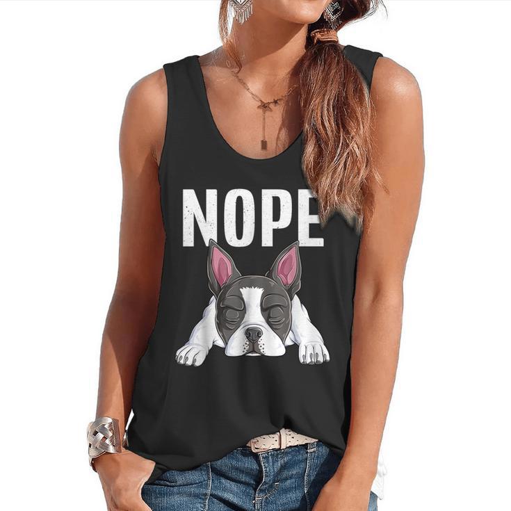 Nope Boston Terrier Puppy Dog Bostie Lover Men Women Girls Kids Flowy Tank