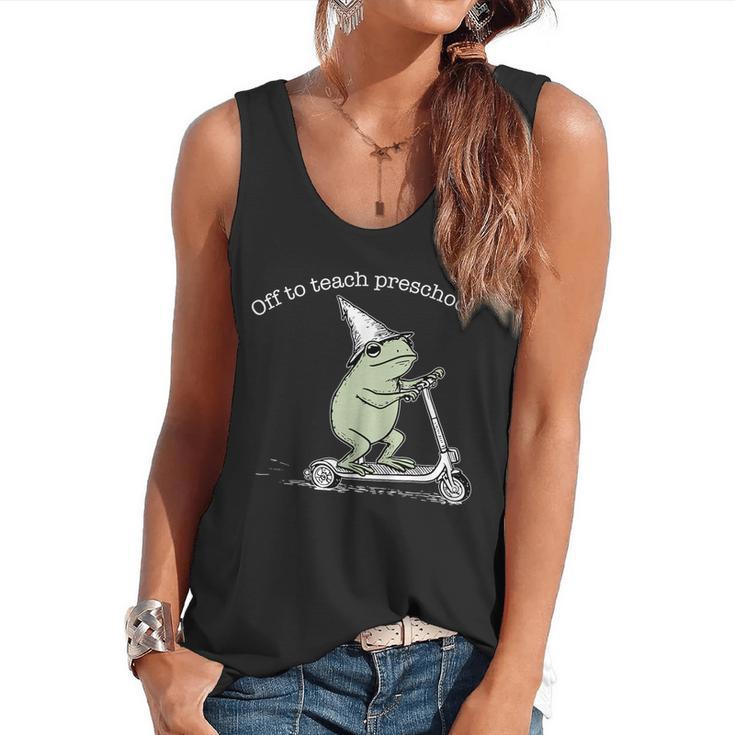 Off To Teach Preschool Pre-K Teacher Back To School Frog Flowy Tank
