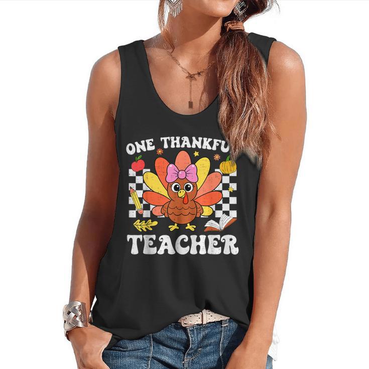 One Thankful Teacher Turkey Thanksgiving Teaching Flowy Tank