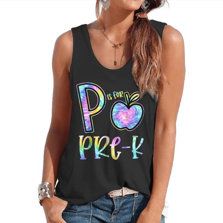P Is For Pre-K Preschool Teacher Tie Dye Back To School Flowy Tank