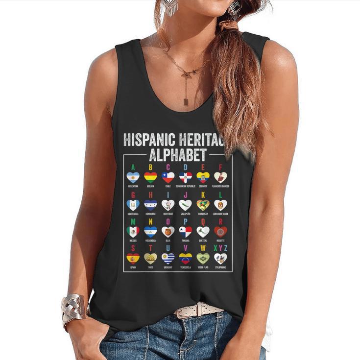 Hispanic Flags Alphabet Hearts Latin Heritage For Teacher Flowy Tank
