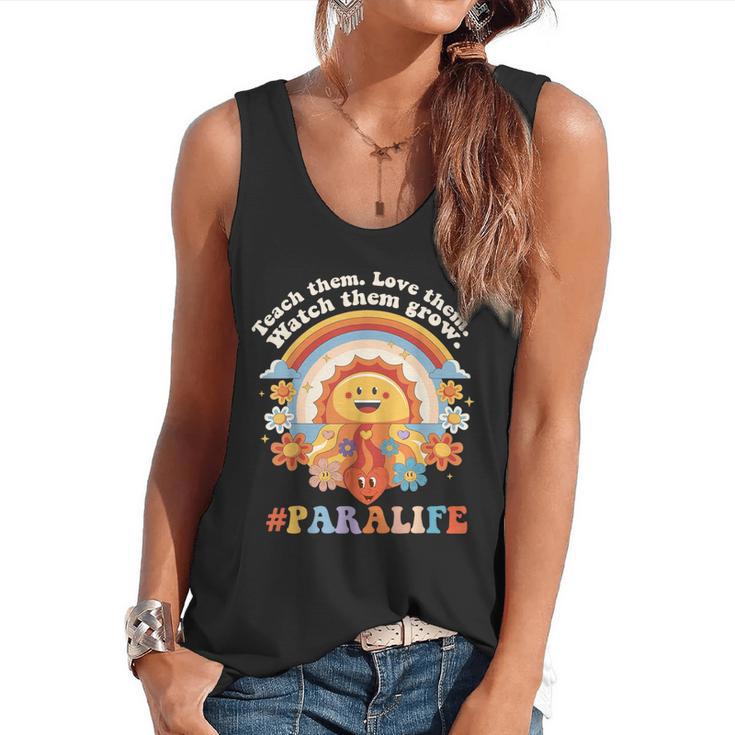Paraprofessional Para Life Sun Flower Teacher Back To School Flowy Tank
