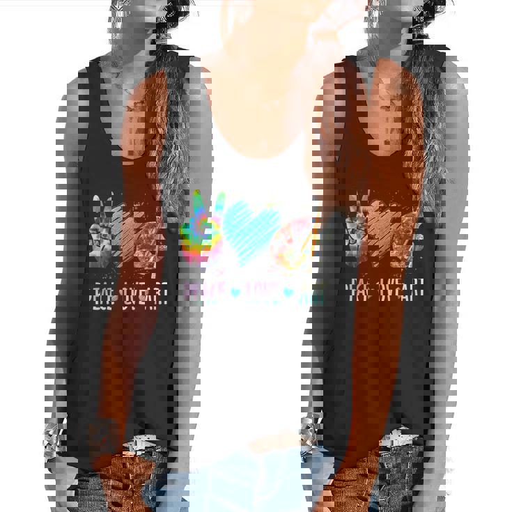 Peace Love Art Painting Palette Art Teacher Flowy Tank