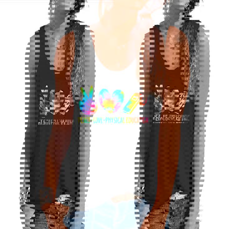 Peace Love Physical Education Tie Dye Sports PE Teacher Flowy Tank