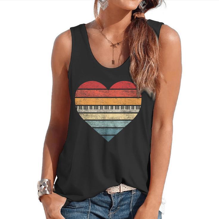 Pianist Retro Sunset Piano Keyboard Player Teacher Flowy Tank