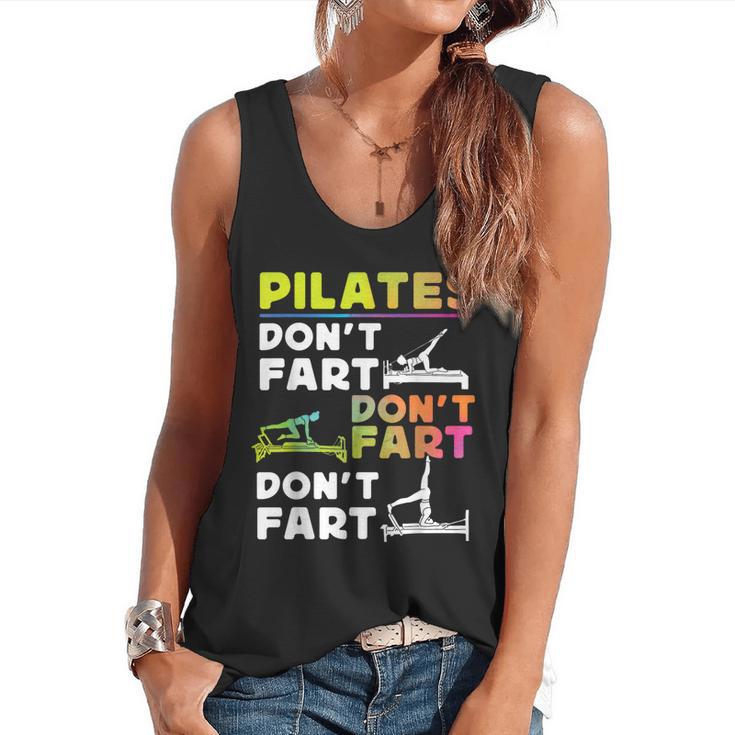 Pilates Instructor Teacher Watercolor Pilates Don't Fart Men Women Kids Flowy Tank
