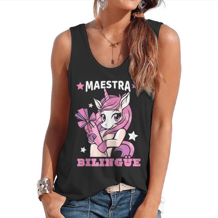 Pink Unicorn Spanish Teacher Regalos Para Bilingue Teacher Flowy Tank