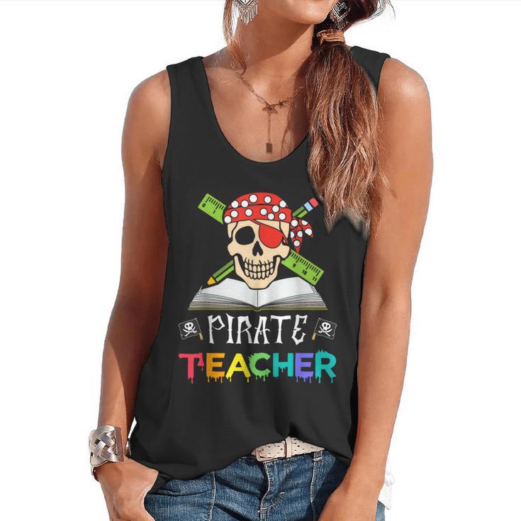 Pirate Teacher Halloween Skull Adult Flowy Tank