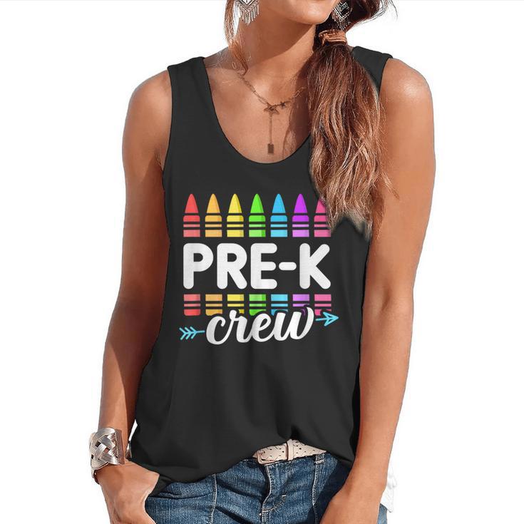 Pre-K Crew Teacher Team Squad Hello Back School Graduation Flowy Tank